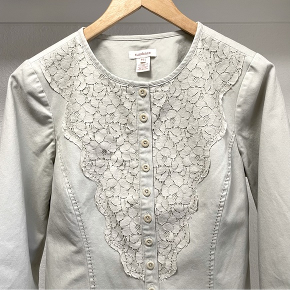 Sundance Lace Militaire Button Up Blazer Shirt in Khaki |  Sz P6 - Picture 5 of 8